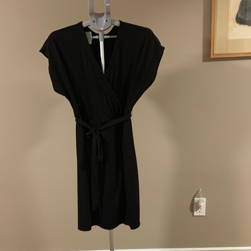 ORIGINAL Elegant Black Faux Wrap Dress, large